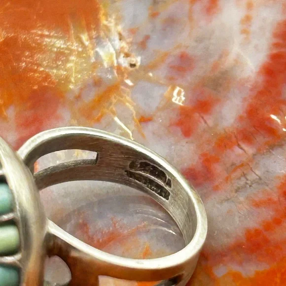 Vintage Sterling Silver Turquoise Ring - Size 8 - Picture 6 of 7